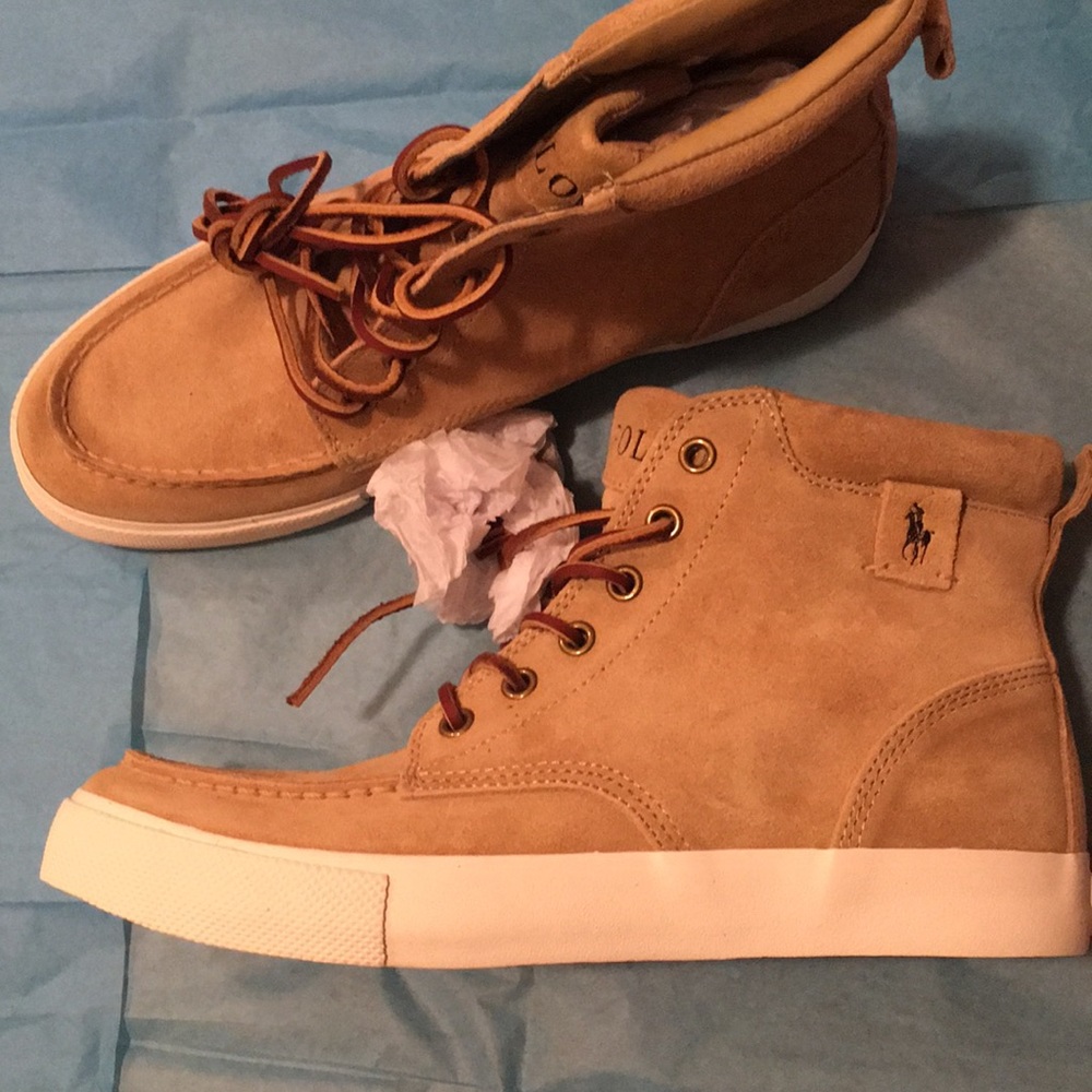 Men”s Polo Beige/khaki Suede Sneakers Size 7.5D
